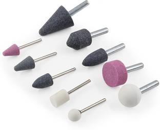 uptodateprouducts 10 PCS Abrasive Drill Bits Grinding Stone Set, 1/4" & 1/8" Shank Small Grinding Grinding Stone, Stone Grinding Bits for Polishing, Deburring, Carving, Engraving