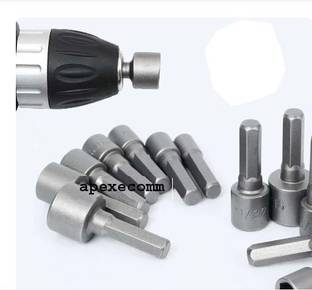 KMECOMM Made of high quality material 9pcs 5 To 13mm Hexagonal Shank Hex Nut Socket 1/4" Screw Metric Driver Tool Set