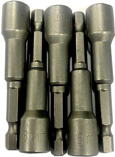 Jon Bhandari Tools 8MM SOCKET SIZE 65MM LONG 5pcs 8mm Hexagon Magnetic Nut Driver Bit Set 65mm long