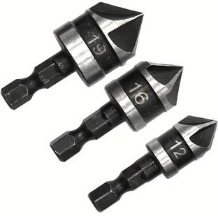 SRK 3pcs/1Set Hex Countersink Boring Set for Sinking 90 Degree Holes into Wood and Soft Metals