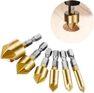 ATOZTOOLS 6 Piece In 1 Set Hexagonal Shank Chamfer High Speed Steel Countersink Drill Bit Set