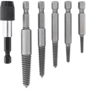 h9 6pcs/Set Hex Shank Broken Screw Extractor With Extension Screw Holder Pistol Grip Drill