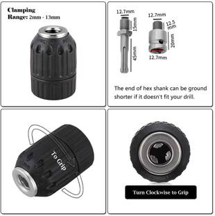 uptodatetools 1/2-20UNF Keyless Drill Chuck 2-13mm Clamping Range