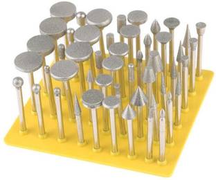 Digital Craft 50pcs Diamond Coated Rotary Tool Set Grinding Head Jewelry Tool Burr Grit 150 Diamond Coated Grinding Grinder Head Glass Shank Size 3mm