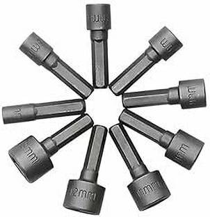 Bluedeal 9pc Nut Driver Drill Bit Set Socket Bit Chuck Adapter 1/4" Hex Shank 5-13mm Socket Sleeve Wrench Screw Power Drill Adapter Tool for Screws Hooks Bolt Heads