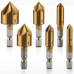 Ezliving EZ-DB-0141 Countersink Drill Bit Set 6 Pcs Hex Shank HSS Countersink 90 Degree Bit 6mm-19mm