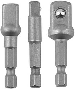 AS TOOL CENTER 3PCS Set 1/4" 3/8" 1/2" | Impact Grade Socket Adapte Hex Shank Adapter Drill Nut Driver | Power Extension Bit Set for Drills (3PCS)