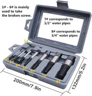 uptodatetools 8 Pcs Damaged and Stripped Screw Extractor Set, 1/8”- 3/4” Broken Bolt Extractor and Broken Remover Set Masonry Bits Set