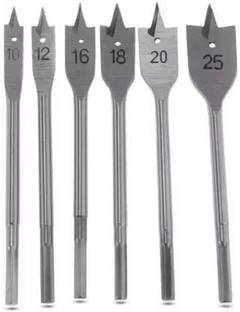 Wolzook 6Pc Flat Drill Long High-carbon Steel Wood Flat Drill Set Woodworking Spade Drill Bits Hex Shank Cutters Woodworking Tool Set