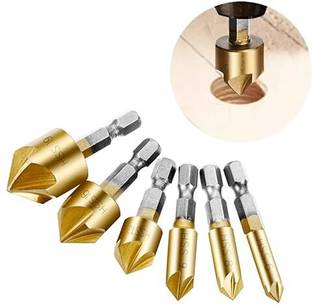 ATOZTOOLS High Speed Steel Countersink Drill Bit Set, Metal 6 Piece In 1 Set Hexagonal Shank Chamfer For Wood