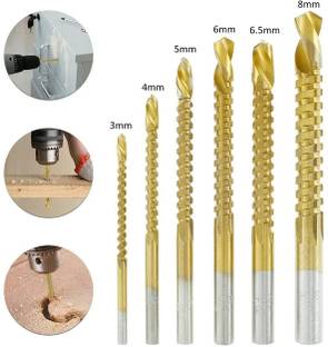 AS TOOL CENTER 6pcs Titanium Coated HSS Twist Drill Bits Set