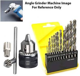 Kiesh Drill Bits 13 mm Drill Chuck for Angle Grinder and Drill Machine with Converter Nut Adaptor Key and 13 Pcs of Hss Drill Bit Set Size 1.5-6.5 mm DCAB07 Rotary Tool