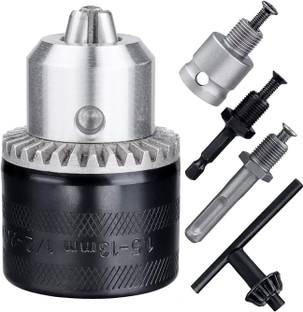 uptodateprouducts 13mm Drill Chuck Adapter Kit 1/2"- SDS-Plus Shank 1/4" Hex Shank 1/2" Socket Square Female Adapter fits Rotary hammer/Impact wrench/Impact Screwdriver