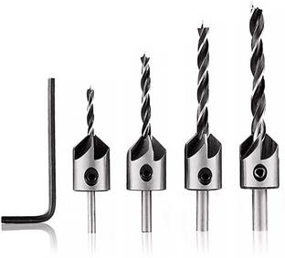 HASTHIP Chamfer High Carbon Steel Countersink Drill Bits for Woodworking 3 4 5 6mm 4pcs Countersink Drill Bits, Woodworking Countersink Drill Bits Set, Woodworking