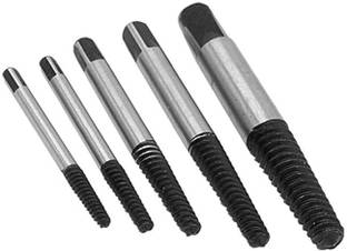 KMECOMM Heavy duty Screw Extractor Set, 5Pcs Broken Bolt Extractor Kit 3-19mm to remove stubborn, rusted, stripped, screws or bolts, even factory installed