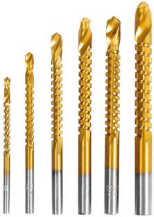 AS TOOL CENTER 6pcs Titanium Coated Hss Twist Drill Milling Bits - 3-8Mm Drill Bit Woodworking Wood Metal Plastic Hole