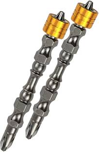 KMECOMM Magnetic Drill Screwdriver Bits Magnetic Bit Holder S2 Steel Cross 2PCS Head Electric Screwdriver Phillips Screw Driver