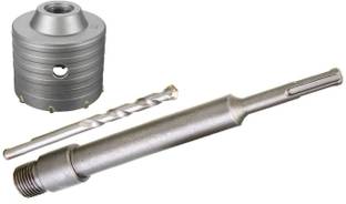 Inditrust Heavy Duty Concrete Hole Saw Set 75MM Punch Reamer SDS Plus Shank Hole Saw Cutter Concrete Cement Stone Wall Hollow Drill Bit 300mm Rod
