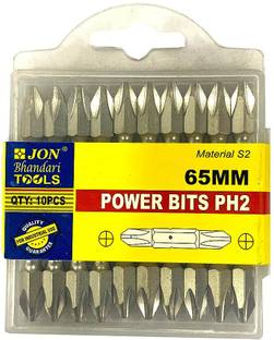 Jon Bhandari Tools PH2 Power Screw Driver Bits Magnetic Phillips Star 65mm (PACK OF 10) Power Screw Driver Bits