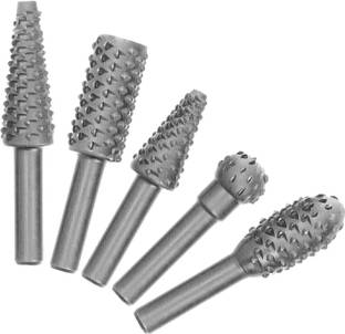 uptodatetools Rotary Burr Rasp Set - 5Pcs Wood Carving File Drill Bits, 1/4 Inch Round Shank Chisel Shaped Embossed Grinding Head DIY Woodworking Power Tools for Polishing, Grinding, Engraving Set 5Pcs Wood Carving File Drill Bits, 1/4 Inch Round Shank Chisel Shaped