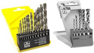 Mamodiaz Heavy Duty 13pc HSS Drill Bit and 5pc Masonary drill bit set