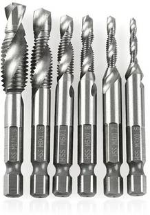 AS TOOL CENTER Combination Drill Tap Bit Set 6pcs Drill Tap Bits Metric n 1 Hex Shank for Tapping in Wood Aluminum