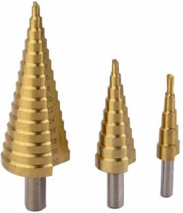 uptodatetools 3X Large HSS Steel Step Cone Drill Titanium Bit Set Hole Cutter 4-12/20/32mm HSS Steel Step Cone Drill Set