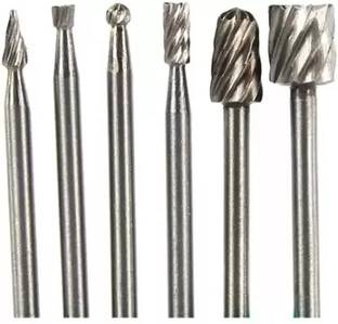 Mass Pro 6Pcs 3MM high speed steel Woodworking Rotary Burr Set File Drill Bit for Wood Carving