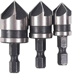 AS TOOL CENTER 3Pcs 1/4" Hex 12mm 16mm 19mm Countersink Power Drill Bit Bore Set For Wood Metal