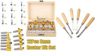 metrotools 6PCS WOODCARVING KNIFE WOODWORKING CHISEL Router Bit Set 12Pcs 8 mm Woodworking Trimming Engraving Carving Cut Tools
