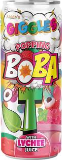 Abbie's Giggles Popping Boba Bubble Tea with Lychee Juice Drink,