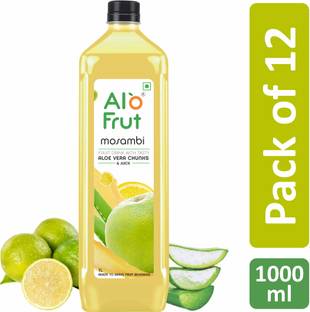 ALOFRUT Mosambi Aloevera Chunks & Juice 1000ml | Ready to Serve Fruit Drink