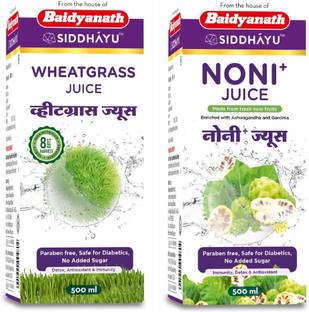 Baidyanath Noni Juice 500ml + Wheatgrass Juice 500ml | No Added Sugar, Immunity booster
