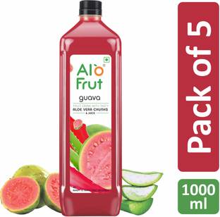 ALOFRUT Guava Aloevera Chunks & Juice 1000 ml | Ready to Serve Fruit Drink
