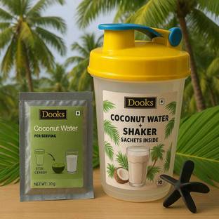 DOOKS Premium 10 Sachets Instant Green Coconut Powder + Shaker