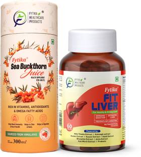 FYTIKA Sea Buckthorn Juice - 300ml & Fit Liver - 60 Tablets, Combo (Pack of 2)