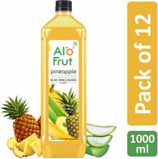 ALOFRUT Pineapple Aloevera Chunks & Juice 1Ltr | Ready to Serve Fruit Drink