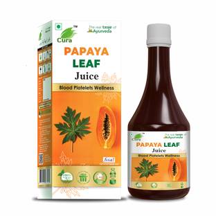 Cura Papaya Leaf Juice - 500 ml | Fresh Papaya Leaves| Helps to Boost Platelets Count