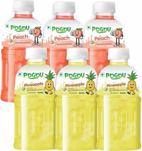 POGOU Peach & Pineapple juice with NATA De Coco-Energy Drink | Real Natural Taste