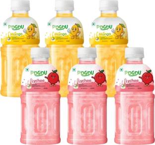 POGOU Mango & Lychee juice with NATA De Coco-Energy Booster Drink | Real Natural Taste