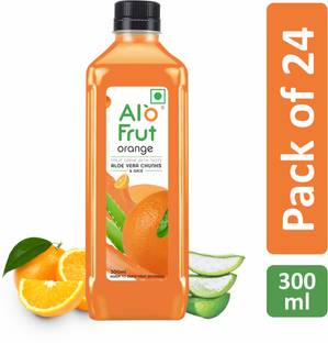 ALOFRUT Orange Aloevera Chunks & Juice 300mL | Ready to Serve Fruit Drink