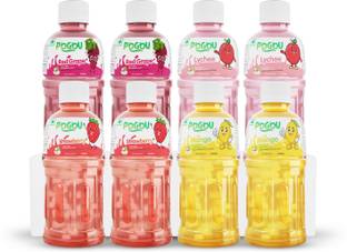 POGOU Red Grape, Strawberry, Mango & Lychee Drink Juice with NATA De Coco-Energy Drink