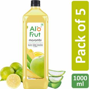 ALOFRUT Mosambi Aloevera Chunks & Juice 1000ml | Ready to Serve Fruit Drink
