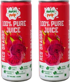 Nutripulp 100% Pure Red Dragon Fruit Juice, Pack of 2 Cans| No Added Sugar & Preservatives