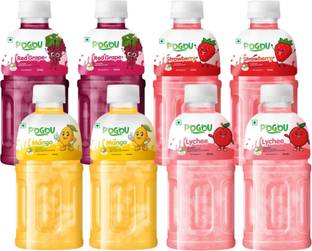 POGOU Red Grape, Strawberry, Mango & Lychee Drink Juice with NATA De Coco-Energy Drink