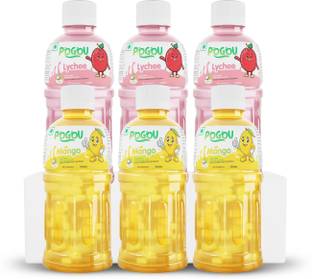 POGOU Mango & Lychee juice with NATA De Coco-Energy Booster Drink | Real Natural Taste