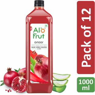 ALOFRUT Anaar Aloevera Chunks & Juice 1000ml | Ready to Serve Fruit Drink