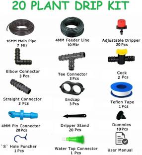 Vasudha Irrigation Drip Irrigation Kit Home Garden, Farming & Agriculture Purposes ( 20 plants ) Drip Irrigation Kit