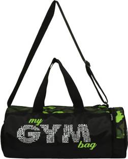 L'AVENIR Black / Green CAMOUFLAGE Pattern Multi-Purpose MY GYM BAG with Side Pocket