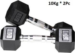 Fitness Kart Hexa Dumbbells Rubber (10X2 =20kg) Set For Home Gym Workout Fixed Weight Dumbbell